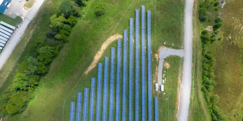 A solar photovoltaic (PV) farm converting sunlight into electricity.