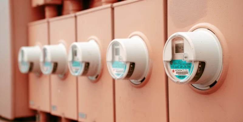 Electricity meters measure grid-to-property power inflows and outflows.