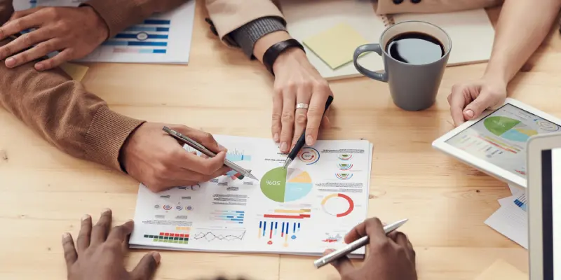 A team analysing the energy usage trends of a business.