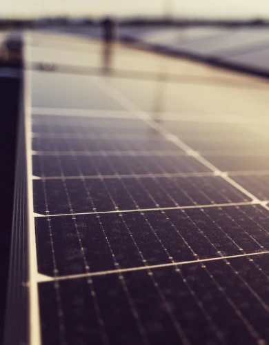 A solar panel at dusk